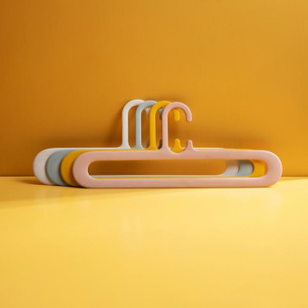 Hanger Plastic Fit Non-Slip Clothes Rack Simple And Flexible Storage Hanger Hook(Pink)
