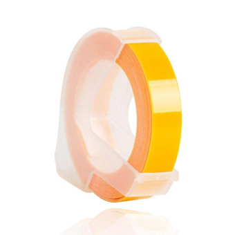 CIDY 9mm 3D Embossed Manual Label Tape, Suitable Label Machine DYMO1610 / Motex1540 Sticker Printer(Yellow 3D-625)