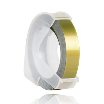 CIDY 9mm 3D Embossed Manual Label Tape, Suitable Label Machine DYMO1610 / Motex1540 Sticker Printer(Golden 3D-825)