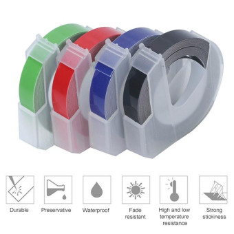 CIDY 9mm 3D Embossed Manual Label Tape, Suitable Label Machine DYMO1610 / Motex1540 Sticker Printer(Fluorescent Orange 3D-FO25)