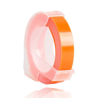 CIDY 9mm 3D Embossed Manual Label Tape, Suitable Label Machine DYMO1610 / Motex1540 Sticker Printer(Fluorescent Orange 3D-FO25)