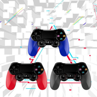 2 PCS Bluetooth Wireless Gamepad Touch Screen With Light Audio Dual Vibration Controller For PS4(Blue)