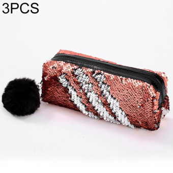 Reversible Sequin Pencil Case for Girls School Supplies Super Big Stationery Gift Magic Makeup Bag(Champagne+Silver)