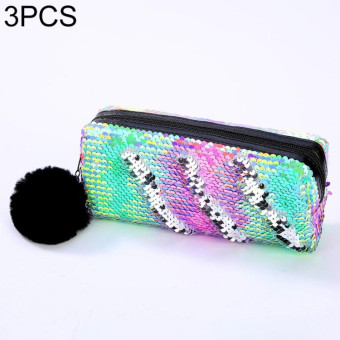 Reversible Sequin Pencil Case for Girls School Supplies Super Big Stationery Gift Magic Makeup Bag(Mixed Color+Silver)