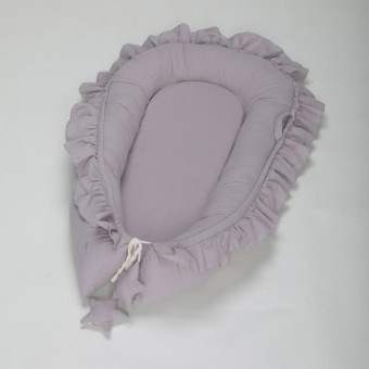 Lace Cotton Baby Uterus Bionic Bed Portable Newborn Bed Mat(Gray)