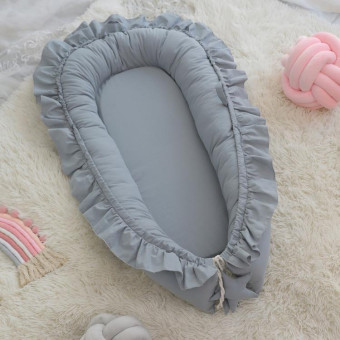Lace Cotton Baby Uterus Bionic Bed Portable Newborn Bed Mat(Blue-green)
