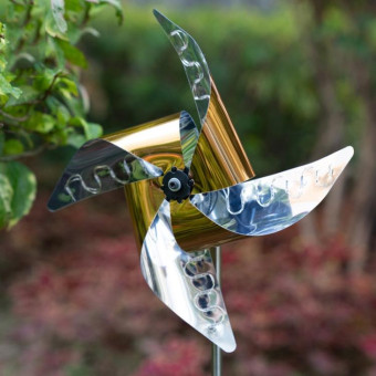 2 PCS / Set Solar Windmill Lamp Outdoor Garden Decorative Light LED Lawn Lamp (Colorful Light)