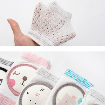 Baby Knee Pads Summer Mesh Thin Cotton Baby Crawling Anti-Fall Elbow Knee Pads Suitable Age: 0-4 Years Old(Gray Bear)