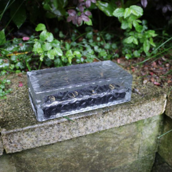 Outdoor Solar Buried Lamp Ice Square Glass Garden Decoration Waterproof Grass Lamp(White Light)