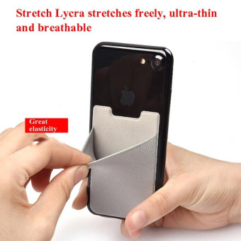 Stretch Lycra Mobile Phone Back Sticker Card Holder Phone Back Wallet Bus Bank Card Holder(Gold)