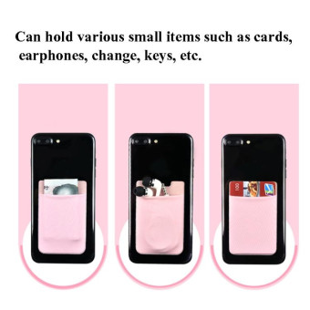 Stretch Lycra Mobile Phone Back Sticker Card Holder Phone Back Wallet Bus Bank Card Holder(Gold)