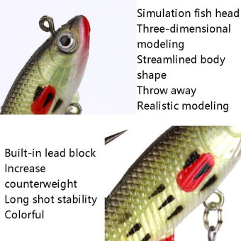 5 PCS Fish-Bait Road Sub-Bait Lead Fish With Single Hook And Three Anchor Hook Bait, Specification: 8cm 14g(Transparent Green)