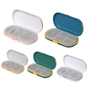 HW073 Portable Cut Medicine Large-capacity Pill Box Compartment Sealed Small Pill Box(Grey)