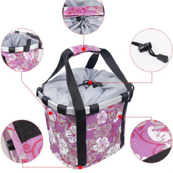 Bicycle Front Bag Basket Aluminum Alloy Foldable Basket, Size:L(Black)