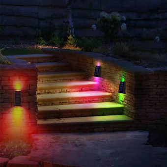 2 PCS N771 Solar Wall Light Up And Down Lights Outdoor Wall Lights Garden Light(Colorful Light)