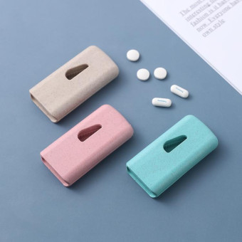 10 PCS JS010 Wheat Plastic Medicine Cutter Pill Divider(Beige)
