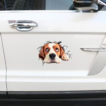 Personality Puppy 3D Car Stickers Waterproof Car Body Block Scratches Simulation Stickers(Black Dog)