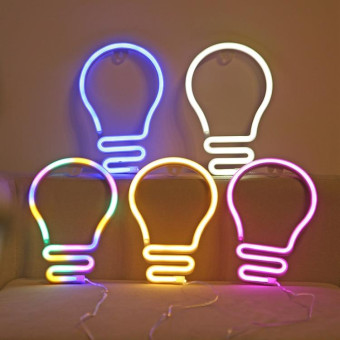Bulb Neon Light Battery USB Dual-Power LED Decorative Modeling Lamp(Pink Light)