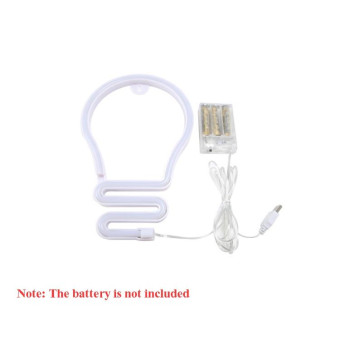 Bulb Neon Light Battery USB Dual-Power LED Decorative Modeling Lamp(White Light)