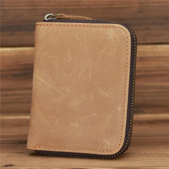 9039 RFID Antimagnetic Leather Zipper Wallet(Vertical 2)