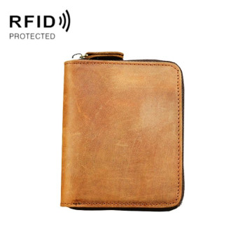 9039 RFID Antimagnetic Leather Zipper Wallet(Vertical 2)