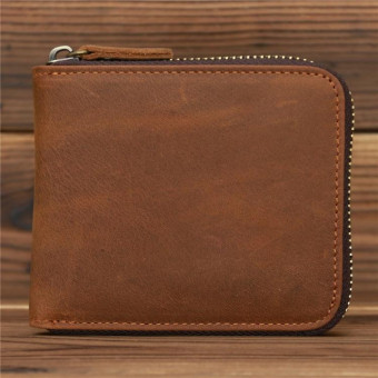 9039 RFID Antimagnetic Leather Zipper Wallet(Horizontal 3)