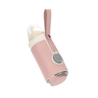 027 Leather Insulated Baby Bottle Cover Heating Bottle Bag, Size: Free Size(Pink)