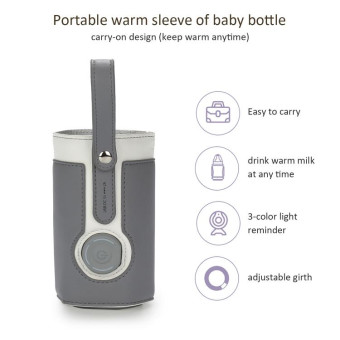 027 Leather Insulated Baby Bottle Cover Heating Bottle Bag, Size: Free Size(Pink)