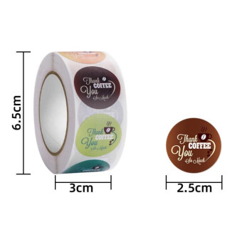 Pearl Milk Tea Cup Thank You Sticker Coffee Shop Sealing Sticker, Size: 2.5cm / 1 Inch(HA007)