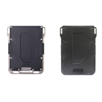RFID Metal Anti-Theft Credit Card Holder(Black Metal + Black Skin)