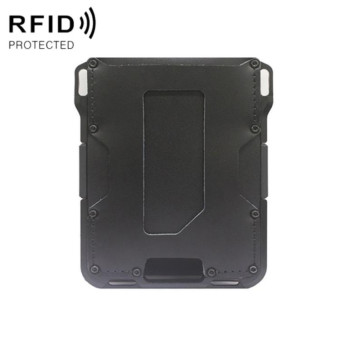RFID Metal Anti-Theft Credit Card Holder(Black Metal + Black Skin)