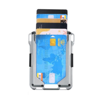 RFID Metal Anti-Theft Credit Card Holder(Black Metal + Black Skin)