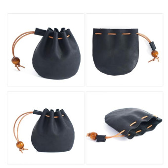 18L-107 Vintage Leather Coin Purse Mini Organizer(Black)