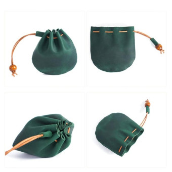 18L-107 Vintage Leather Coin Purse Mini Organizer(Green)