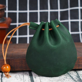 18L-107 Vintage Leather Coin Purse Mini Organizer(Green)