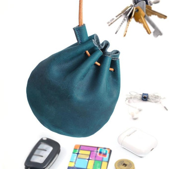 18L-107 Vintage Leather Coin Purse Mini Organizer(Wine Red)