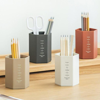 Simple Modern Office Desktop Storage Pen Holder(Brick Red)