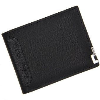 MenBense Short Fashion Leisure Iron Side Pumping Card Clip Wallet(Black)