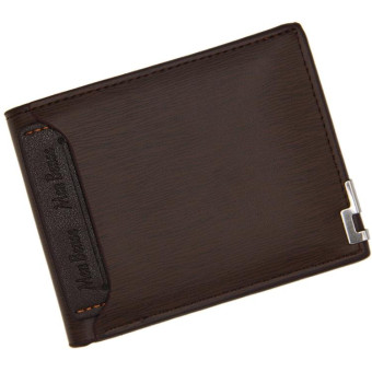MenBense Short Fashion Leisure Iron Side Pumping Card Clip Wallet(Dark Brown)