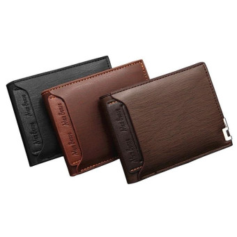 MenBense Short Fashion Leisure Iron Side Pumping Card Clip Wallet(Light Brown)
