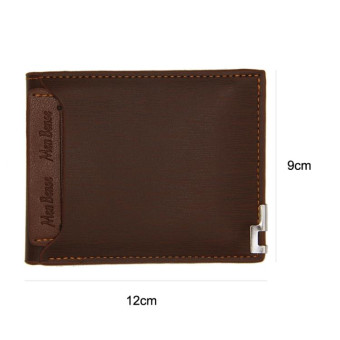 MenBense Short Fashion Leisure Iron Side Pumping Card Clip Wallet(Light Brown)