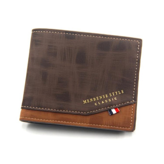 Menbense Hot Stamping Hinge Short Matte Multi-Card Large Capacity Male Wallet(D3301-4 Dark Brown)