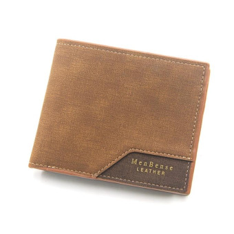Menbense Hot Stamping Hinge Short Matte Multi-Card Large Capacity Male Wallet(D3301-5 Light Brown)