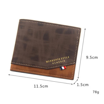 Menbense Hot Stamping Hinge Short Matte Multi-Card Large Capacity Male Wallet(D3301-4 Black)