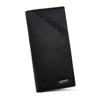 MenBense Long Fashion Embossed Magnetic Buckle Multi-Card Slot Men Wallet(Black)