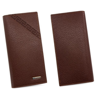 MenBense Long Fashion Embossed Magnetic Buckle Multi-Card Slot Men Wallet(Light Brown)
