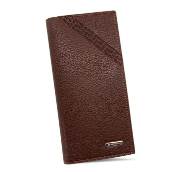 MenBense Long Fashion Embossed Magnetic Buckle Multi-Card Slot Men Wallet(Light Brown)