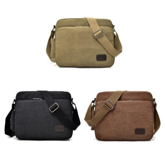 RuYiHuang Men Vintage Canvas Versatile Single-Shoulder Bag(Black)