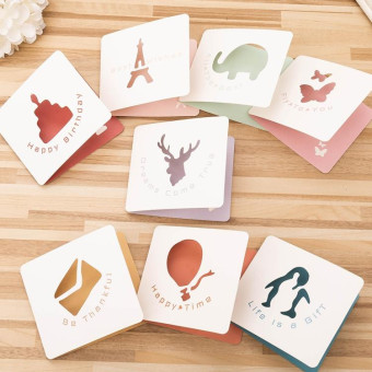 10 PCS Cute Hollow Cartoon Greeting Card(The Best Blessing)