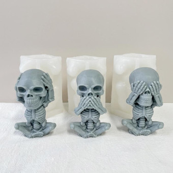 Skull Candle Silicone Mould Aromatherapy Ornament Mould(Skeleton Covering Ears)